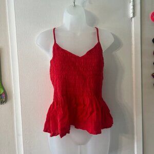 Cute Summer Gathered Tank Top ~ Red